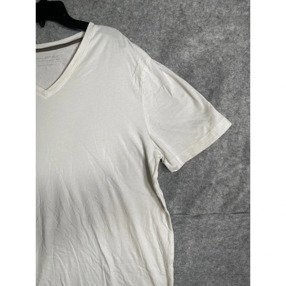 Banana Republic Pima Performance‎ Tee Mens Large White V-Neck Short Sleeve Shirt
